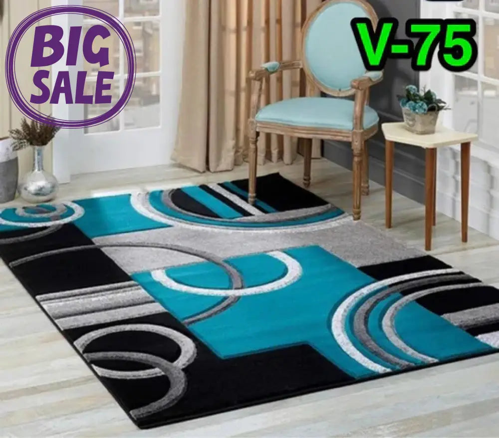 π 3D Carpets β 50 Shades of Blue Blue Block & Circles - 3D Carpet
