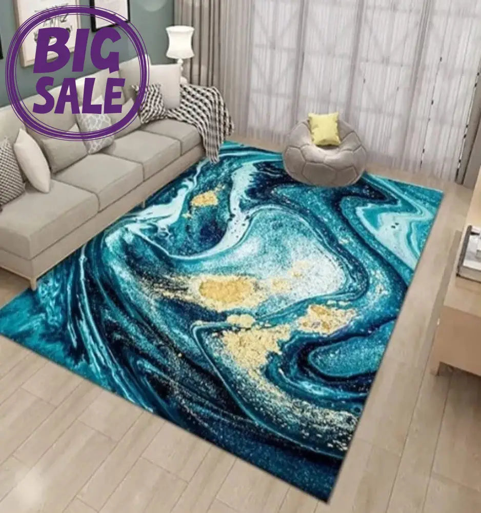 π 3D Carpets β 50 Shades of Blue Turquoise Marble Effect - 3D Carpet