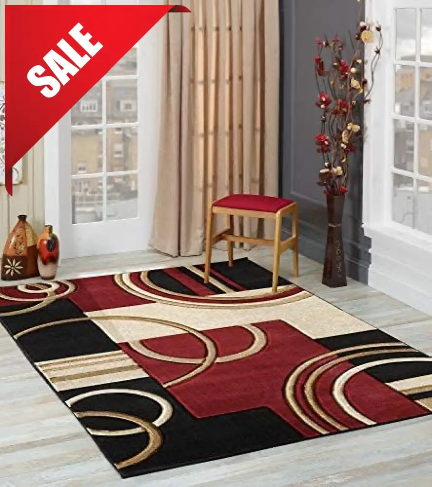 ❤️ 3D Carpets – 50 Shades of Red Brown & Maroon Circles - 3D Carpet