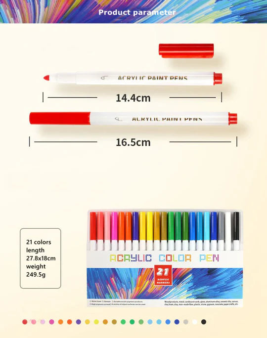 π¨ Acrylic Paint Pen Set β 21 Vibrant Colours!