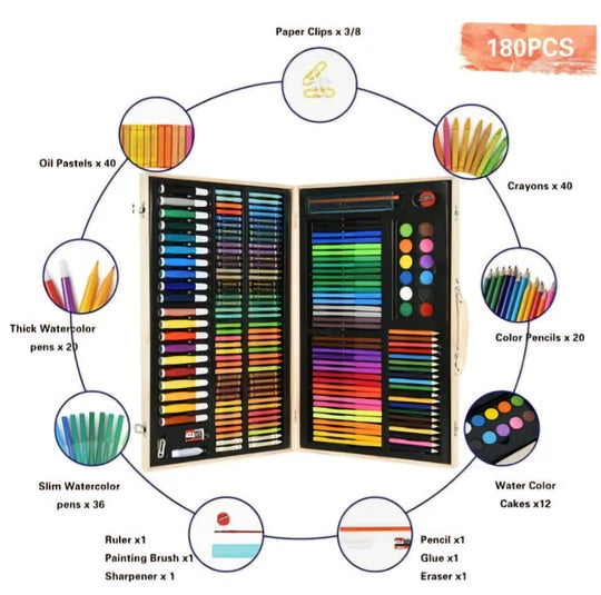 π¨ 180-Piece Art Set in Wooden Case