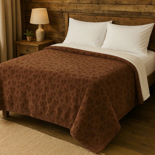 š Heart Embossed Sherpa Fleece Blanket