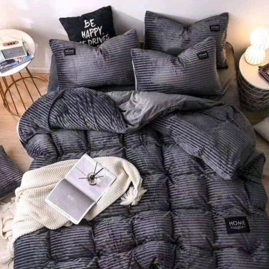 🧶 Corduroy Velvet Comforter Set – 4 Piece