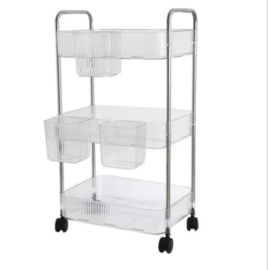 π Clear Acrylic 3-Layer Trolley β Sleek & Practical!