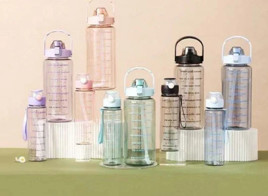 🫧 Clear Motivational Water Bottle Set (2L + 1L)