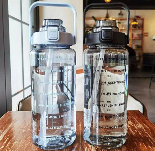 🫧 Clear Motivational Water Bottle Set (2L + 1L)