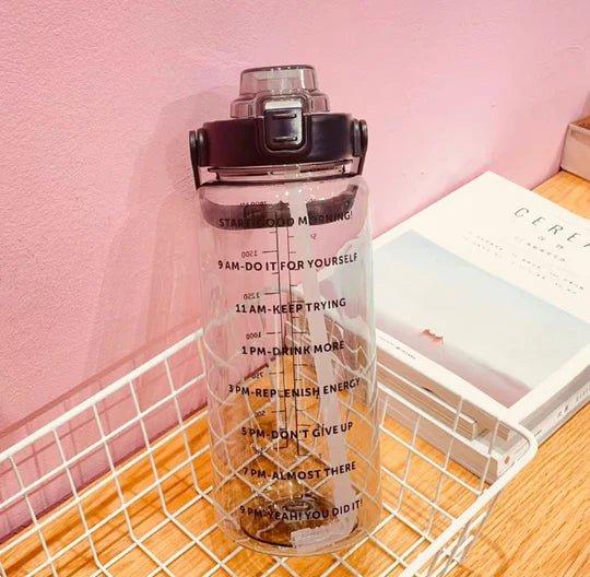 🫧 Clear Motivational Water Bottle Set (2L + 1L)