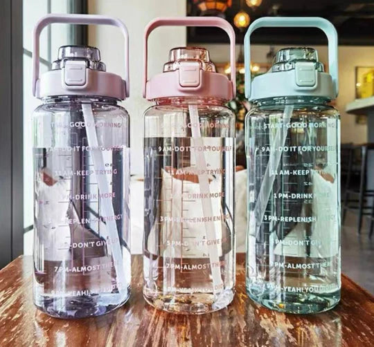 🫧 Clear Motivational Water Bottle Set (2L + 1L)