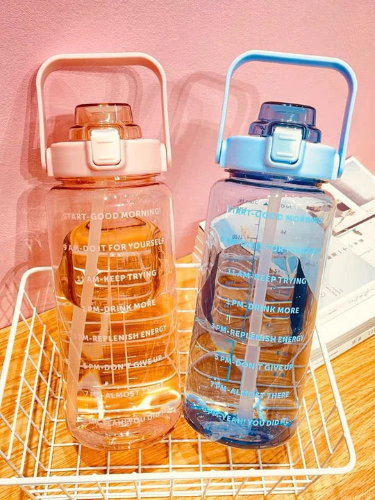 🫧 Clear Motivational Water Bottle Set (2L + 1L)
