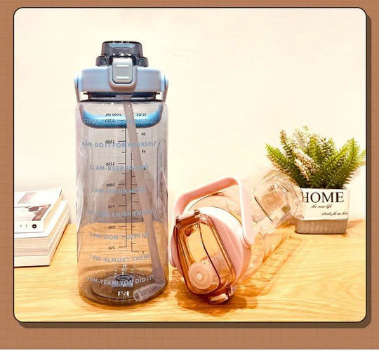 🫧 Clear Motivational Water Bottle Set (2L + 1L)