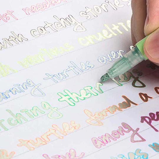 🖊️✨ Double Line Outline Pens – 8 Piece Set