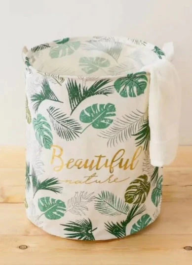 π Leaf Print Foldable Laundry Basket