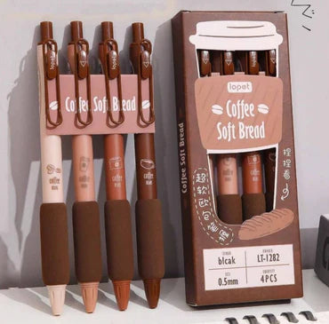 šļøā Gel Pen Set ā Coffee Soft Bread (4-Piece, Black Ink)