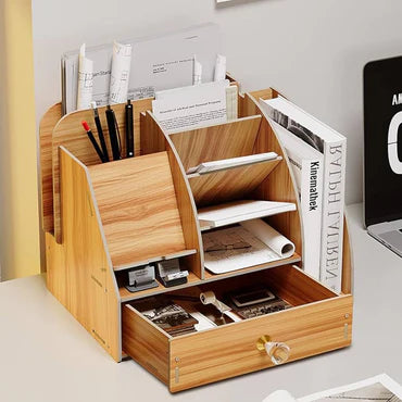 🌿✨ Multi-Functional Wooden Desktop Organiser – Design 8