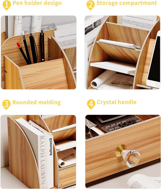 🌿✨ Multi-Functional Wooden Desktop Organiser – Design 8