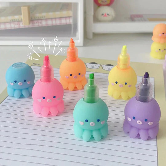 π¦β¨ Octopus Shaped Highlighters β 6 Piece Set