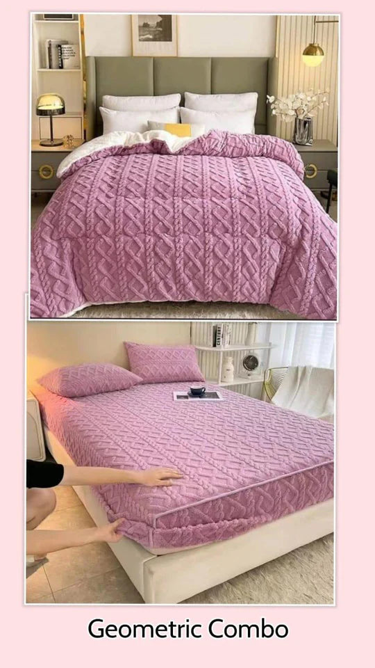 🔷 Geometric Fleece Combo – 8 Piece Comfort & Protection Set