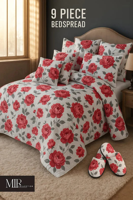 šø Flowered Bedspread Set ā 9 Piece Luxury Collection
