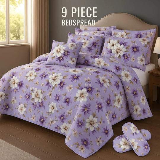 šø Flowered Bedspread Set ā 9 Piece Luxury Collection