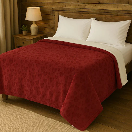 š Heart Embossed Sherpa Fleece Blanket