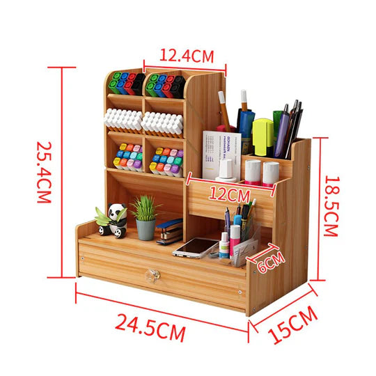ποΈ Wooden Stationery Organiser β 12 Compartment