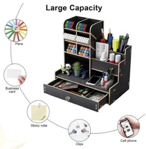 ποΈ Wooden Stationery Organiser β 12 Compartment