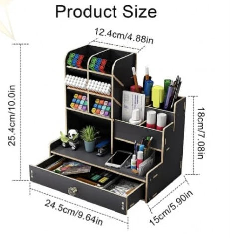 ποΈ Wooden Stationery Organiser β 12 Compartment