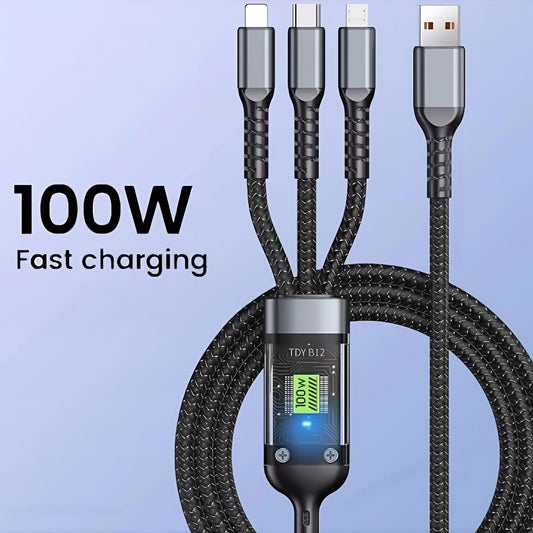 ⚡ 100W 3-in-1 Charging Cable