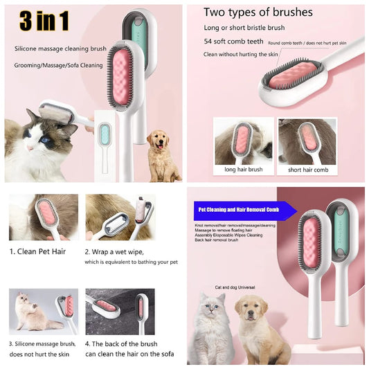 🐾 3-in-1 Pet Comb – Detangle, Groom & Massage! 🐾