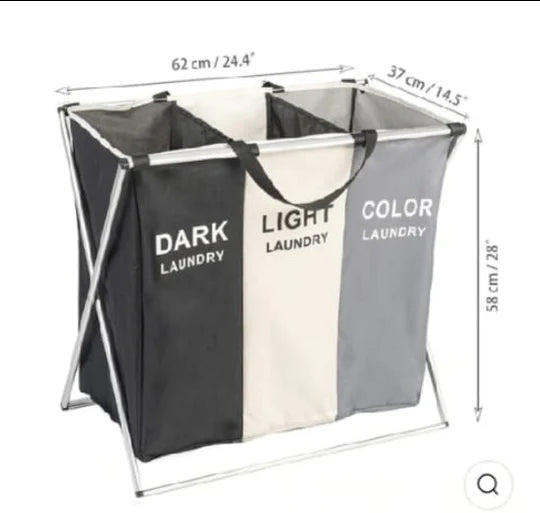 🧺💖 3-Grid Laundry Basket