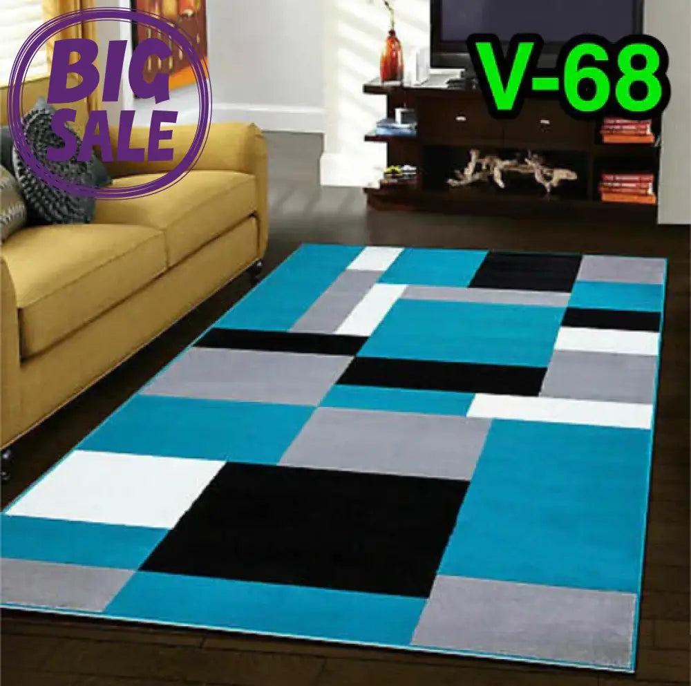 💙 3D Carpets – 50 Shades of Blue Blue & Grey Blocks - 3D Carpet