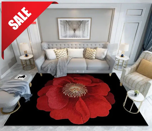 ❤️ 3D Carpets – 50 Shades of Red Black with Red Flower - 3D Carpet