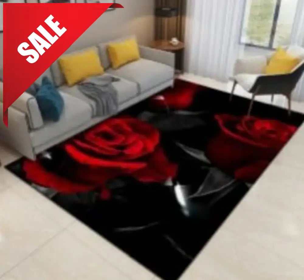 ❤️ 3D Carpets – 50 Shades of Red Black with Red Roses - 3D Carpet