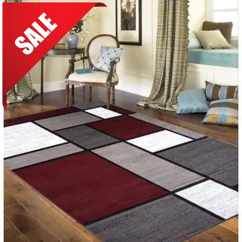 ❤️ 3D Carpets – 50 Shades of Red Grey & Maroon Blocks - 3D Carpet