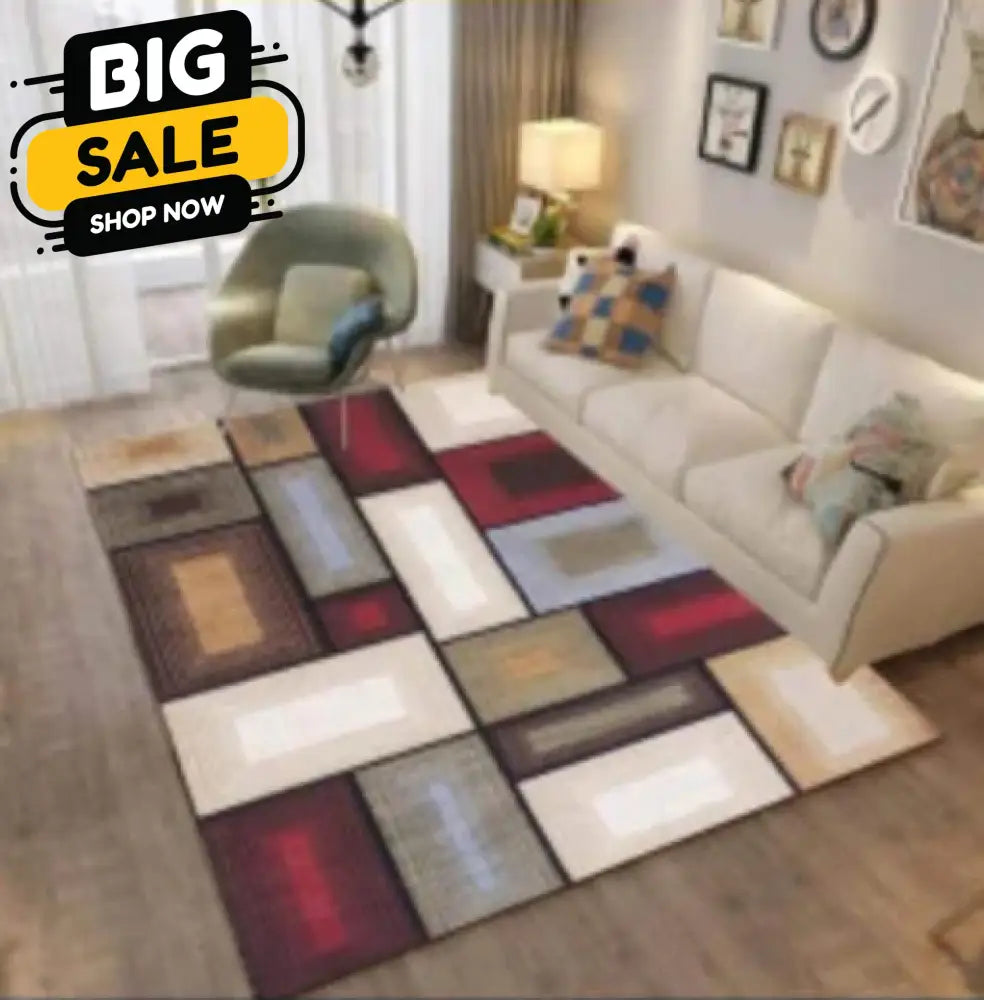 🏡 50 Shades of Brown – Premium Carpet Collection Brown Beige & Maroon Blocks - Premium Carpet
