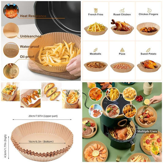 🍟 Air Fryer Paper Liners – 100pc Pack 🍟