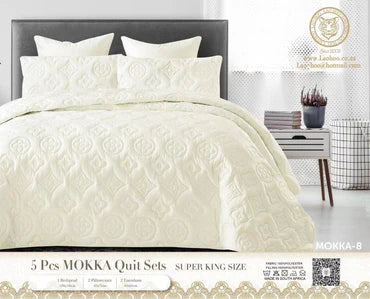 Beige quilt set.