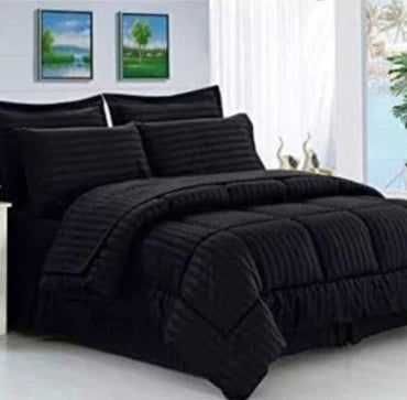 🧺 Plain Block Comforter Set – 5-Piece Everyday Elegance