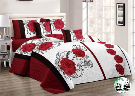 🧵 Detailed Quilt Set – 5 Piece