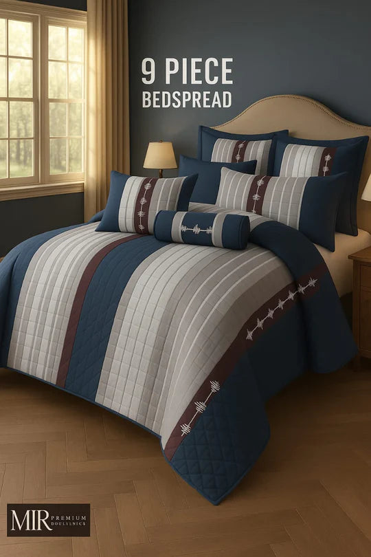 🌸 Flowered Bedspread Set – 9 Piece Luxury Collection
