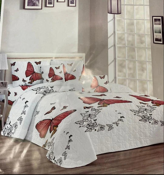 Butterfly patterned bedding.