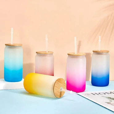 🌿 Glass Drinking Bottle with Bamboo Lid – 480ml