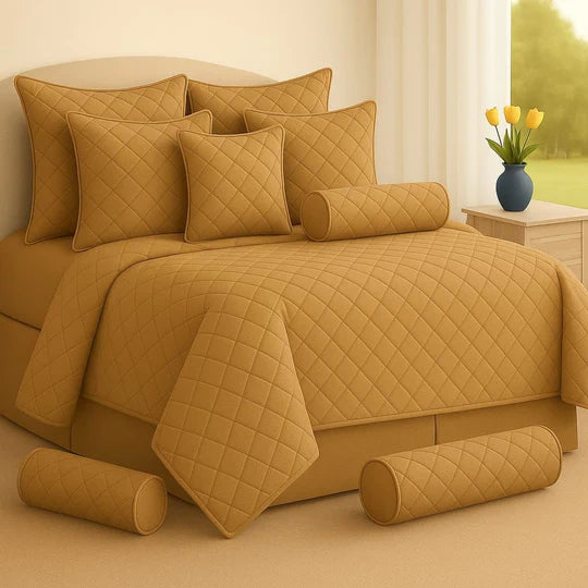 🛌 Plain Elegance Bedspread Set – 9 Piece