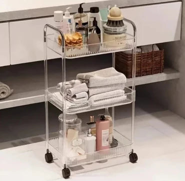 🛒 Clear Acrylic 3-Layer Trolley – Sleek & Practical!
