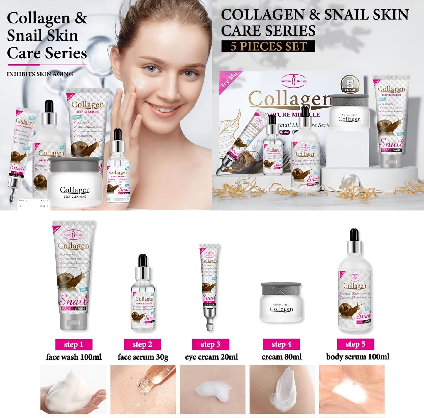 ✨ Collagen Snail 5pc Skin Set ✨