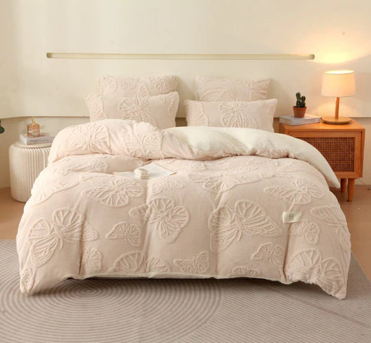 🦋 Geometric Butterfly Sherpa Comforter Set – 5 Piece