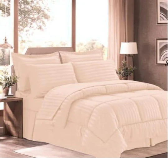 🧺 Plain Block Comforter Set – 5-Piece Everyday Elegance