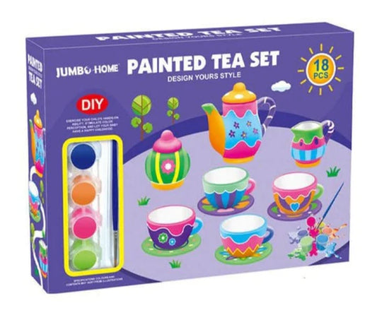 🎨 Paint &amp; Play Tea Set – 18-Piece DIY Fun!
