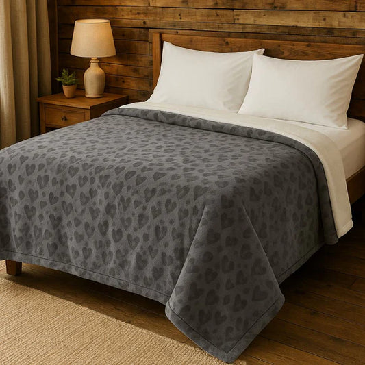 💖 Heart Embossed Sherpa Fleece Blanket