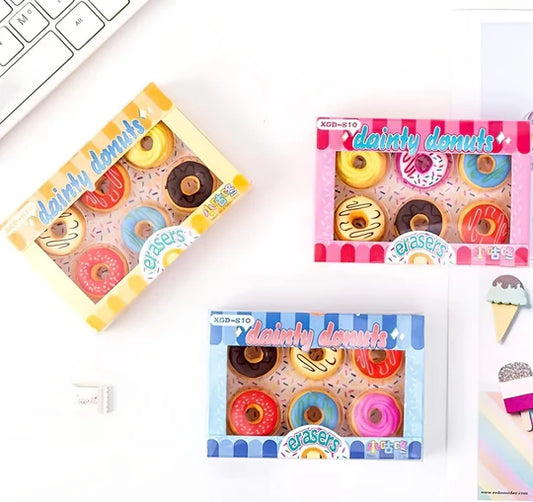 🍩 Donut Erasers – Set of 6